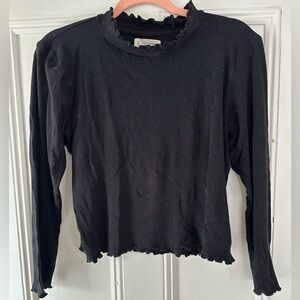 Lucky Brand Black Ruffled Blouse